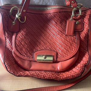 Coach  Woven Leather Shoulder Bag